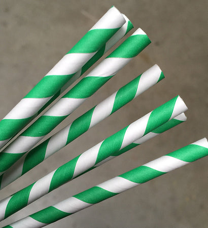 Eco Paper Straw - Regular Green/White