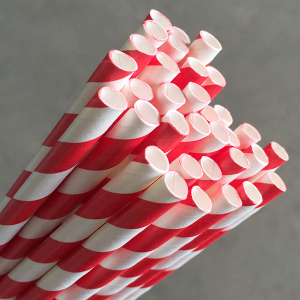 Eco Paper Straw - Jumbo Red/White