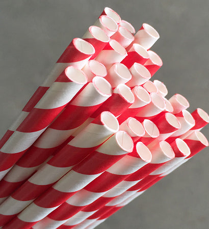 Eco Paper Straw - Regular Red/White