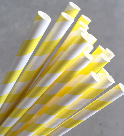Eco Paper Straw - Regular Yellow/White