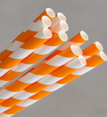 Eco Paper Straw - Jumbo Orange/White