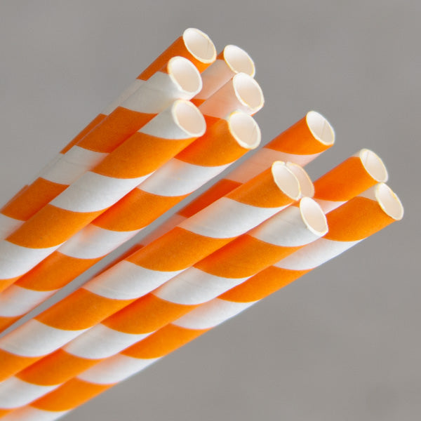 Eco Paper Straw - Jumbo Orange/White