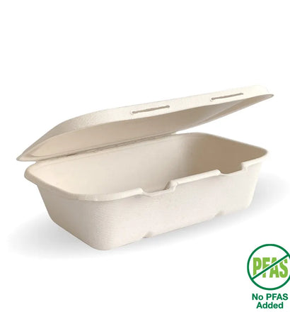 B-HL-75-N-PF Biopak 7.5x5x1.9in Natural Plant Fibre Clamshell