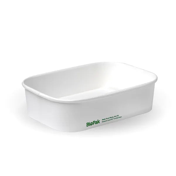 BB-LB-500-W Biopak 500ml White BioBoard Takeaway Base