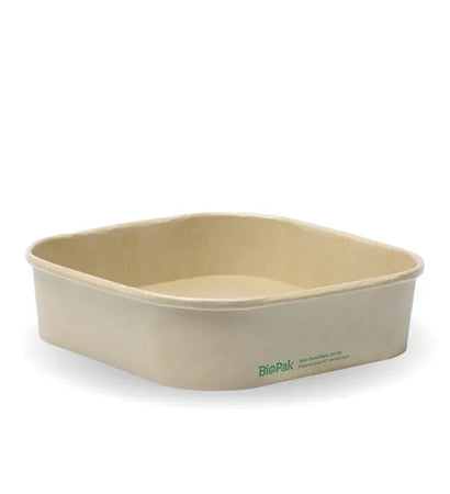 BB-SLB-750-N Biopak 750ml Kraft BioBoard Square Takeaway Base