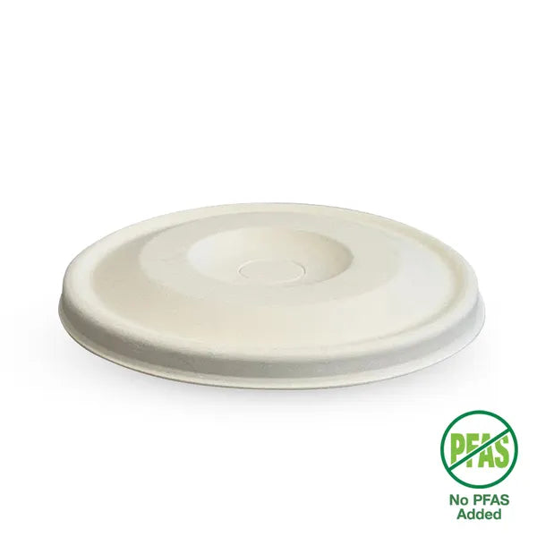 BCL-90C-PULP-F Biopak 90mm Plant Fibre Flat Cold Paper BioCup Lid
