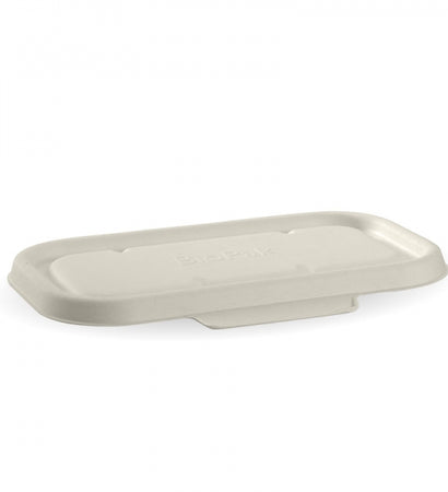 B-LBL-W Biopak White Biocane Takeaway Base Lid 750/1,000ML