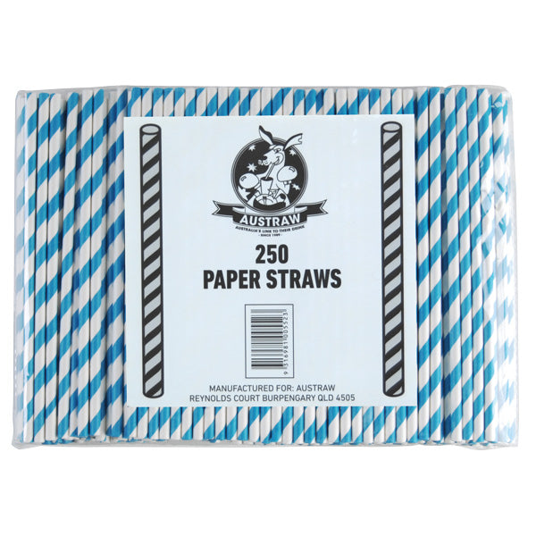Eco Paper Straw - Regular Blue/White