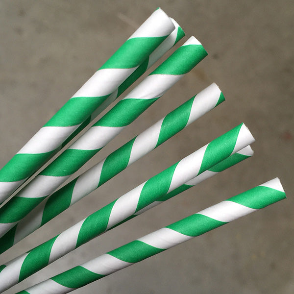 Eco Paper Straw - Regular Green/White