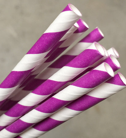 Eco Paper Straw - Regular Purple/White