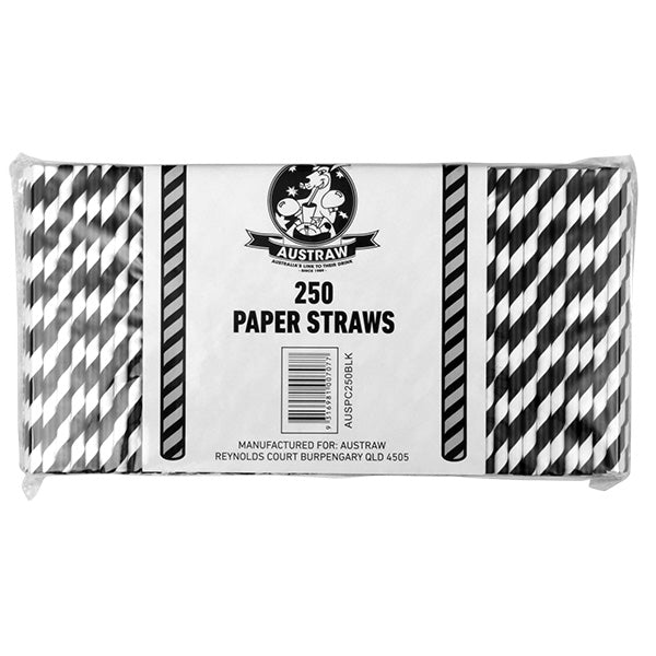 Eco Paper Straw - Cocktail Black/White